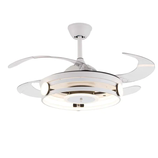 Oukaning 42 inch LED Chandelier Fan Lights with Remote Control Fandelier for Bedroom Dinning Room Living Room