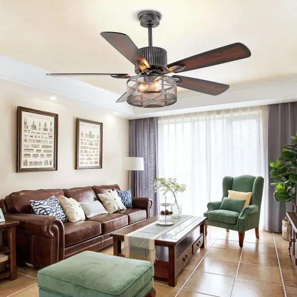 52 Inch Retro Industrial Ceiling Fan Chandelier 5 Wooden Blade Ceiling Fan with Light 52 Inch Retro Industrial Ceiling Fan Chandelier 5 Wooden Blade Ceiling Fan with Light