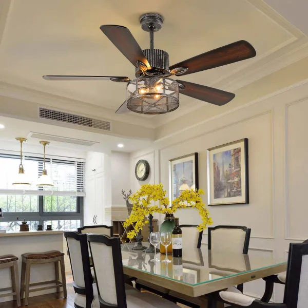 52 Inch Retro Industrial Ceiling Fan Chandelier 5 Wooden Blade Ceiling Fan with Light 52 Inch Retro Industrial Ceiling Fan Chandelier 5 Wooden Blade Ceiling Fan with Light