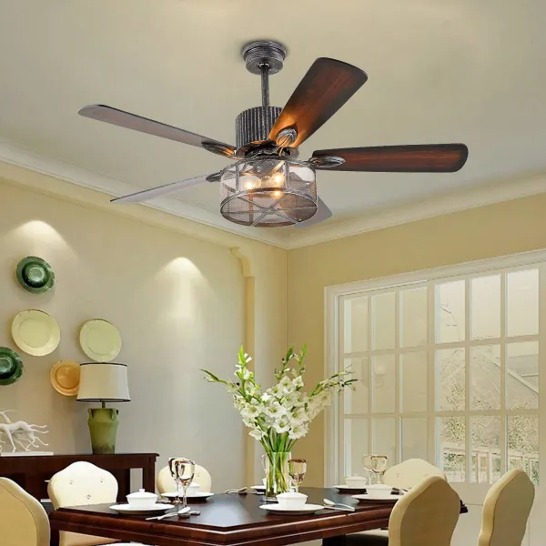 52 Inch Retro Industrial Ceiling Fan Chandelier 5 Wooden Blade Ceiling Fan with Light 52 Inch Retro Industrial Ceiling Fan Chandelier 5 Wooden Blade Ceiling Fan with Light
