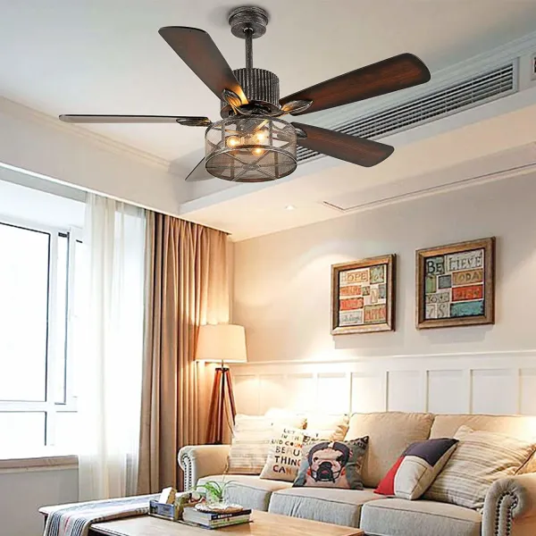 52 Inch Retro Industrial Ceiling Fan Chandelier 5 Wooden Blade Ceiling Fan with Light 52 Inch Retro Industrial Ceiling Fan Chandelier 5 Wooden Blade Ceiling Fan with Light