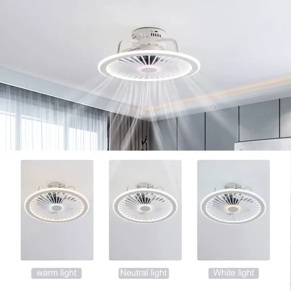 18.5in Flush Mount Ceiling Fan with Lights 3 Color Lighting Dimmable Remote Control