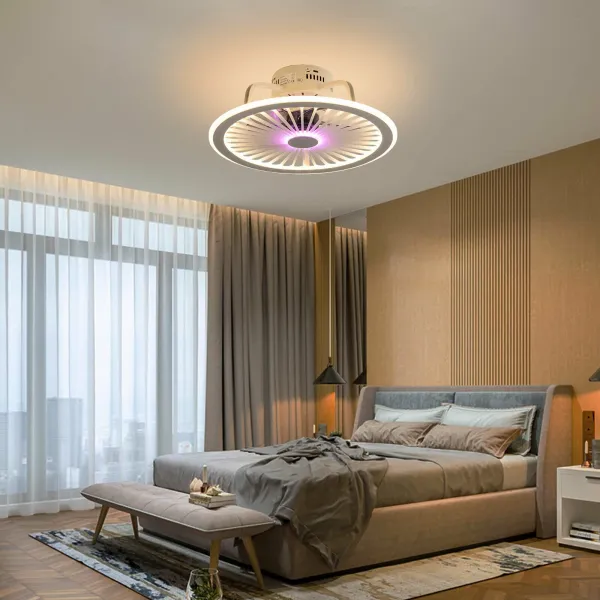 18.5 In Pink Ceiling Fan with Lights - Semi Flush Mount Ultra-thin Fan with Remote Control
