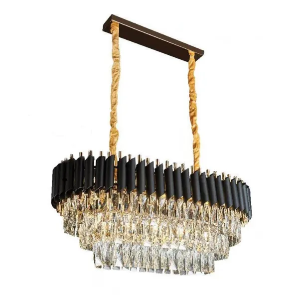 Modern Crystal Chandelier Restaurant Luxury Ceiling Lamp Oval Pendant Light 3 Layers Diameter 80 cm High 30CM
