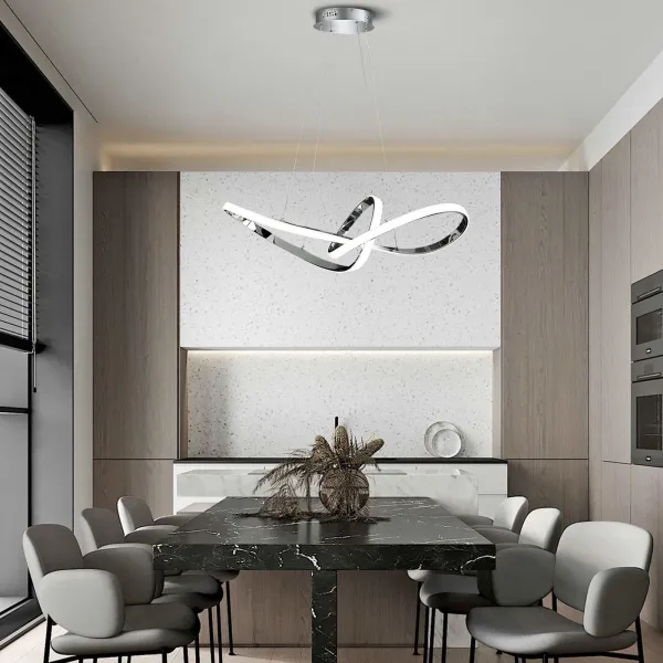 Modern LED Chandelier Lighting, Dimming Pendant Light with Remote Control Irregular Rings Ceiling Hanging Light
