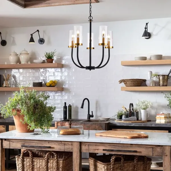 Industrial Style Black Chandelier Vintage Candle Chandelier American Country Style Lamp Fixture 5 Heads Chandelier Light
