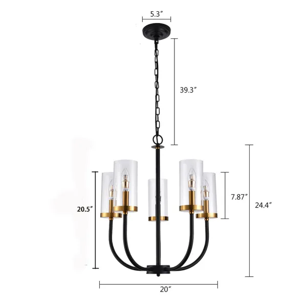 Industrial Style Black Chandelier Vintage Candle Chandelier American Country Style Lamp Fixture 5 Heads Chandelier Light