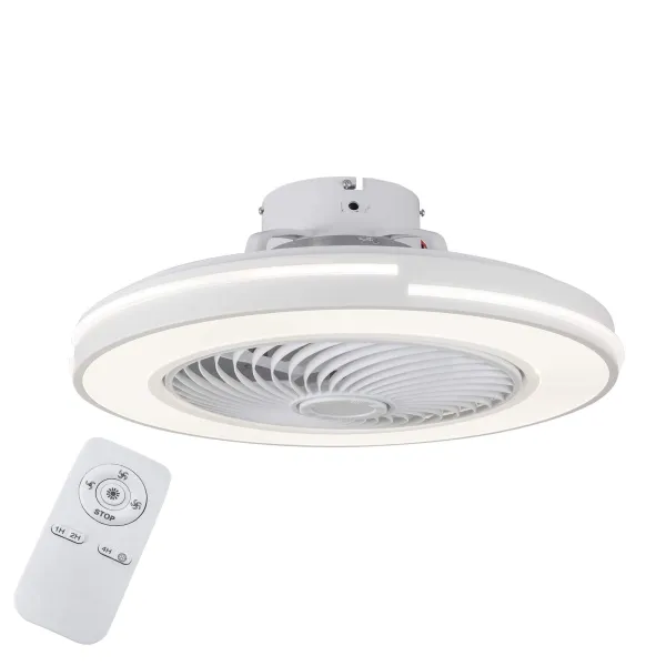 20” Modern Flush Mount Ceiling Fan with LED Lights Ceiling Fan Light with Remote Control(White)