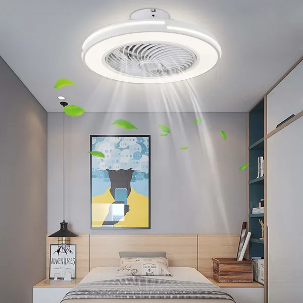 20” Modern Flush Mount Ceiling Fan with LED Lights Ceiling Fan Light with Remote Control(White)