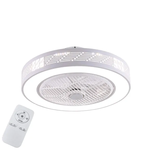 Oukaning 22 Inch Ceiling Fan with Light, LED Remote Control Fully Dimmable Lighting