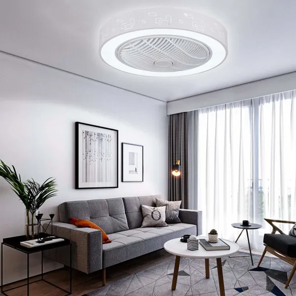 23 Inch Bladeless Ceiling Fan with Remote Control for Living Room Bedroom