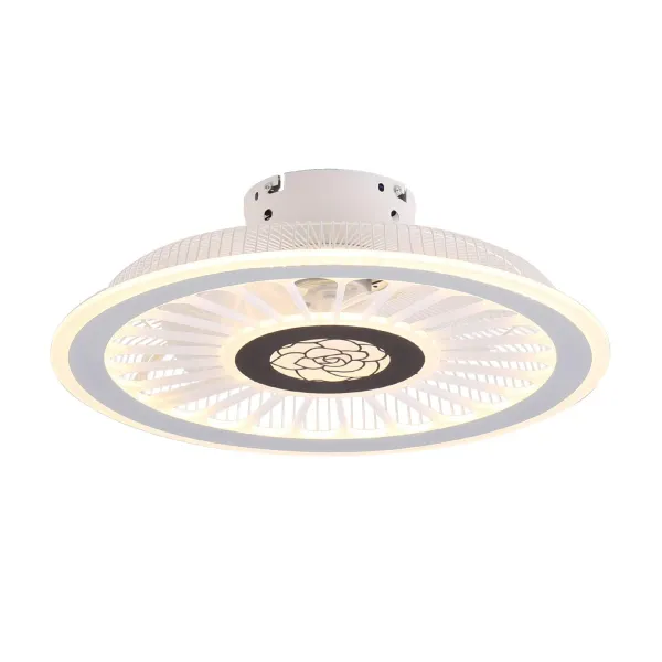 Oukaning Ceiling Fan with LED Lights Flush Mount Ceiling Light with Remote Control 3 Color Dimmable