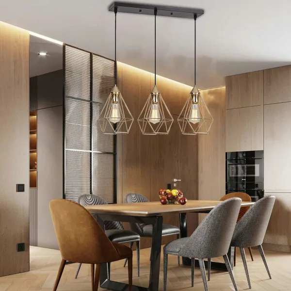 Indoor Island Pendant Light Gold Metal Hanging Ceiling Light Fixtures  (3 Lights)