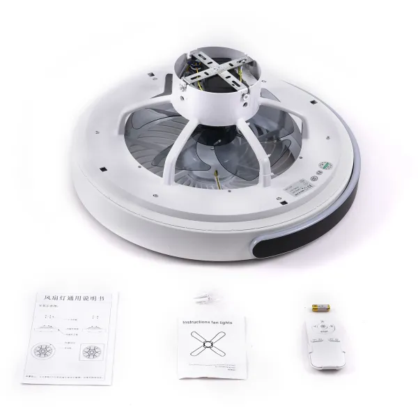 20 Inch Semi Flush Mount Bladeless Ceiling Fan with Light and Remote Control 3 Light Color
