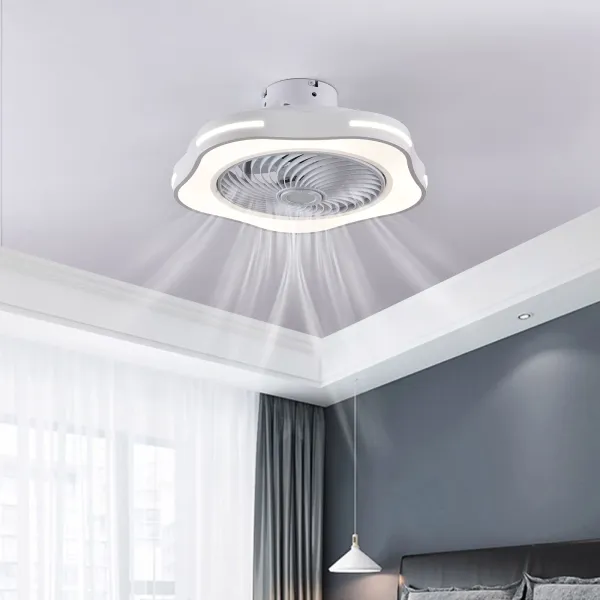 20 Inch Enclosed Ceiling Fan with Light and Remote Control Stepless Dimming 3 Wind Speed Timing Silent Ceiling Fan Ceiling Light