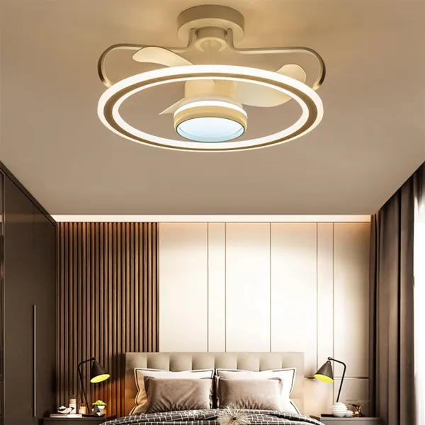 23'' Modern Ceiling Fan with Light and Remote, White Acrylic Noiseless Ceiling Fan Light 3-Color Changing