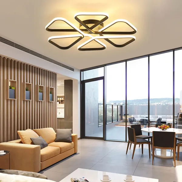 Modern Ceiling Light with Remote Control-72W LED Ceiling Lamp-6-Triangle Floral Aluminium LED Chandelier