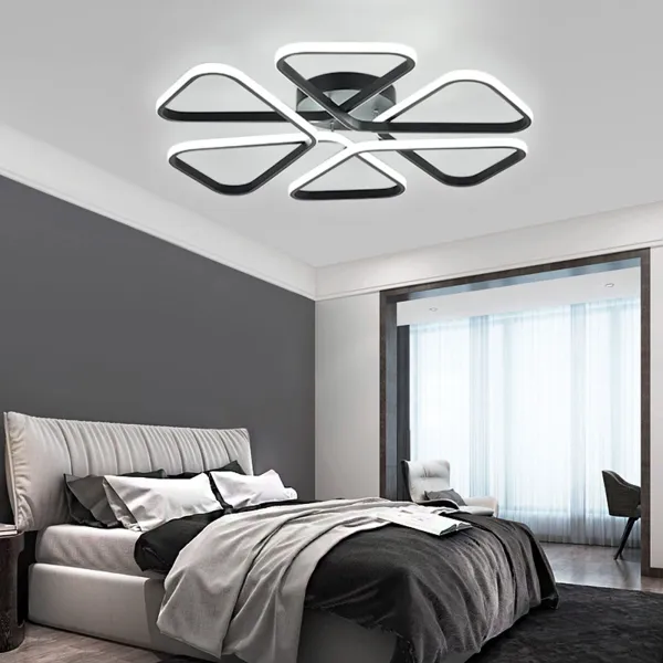 Modern Ceiling Light with Remote Control-72W LED Ceiling Lamp-6-Triangle Floral Aluminium LED Chandelier