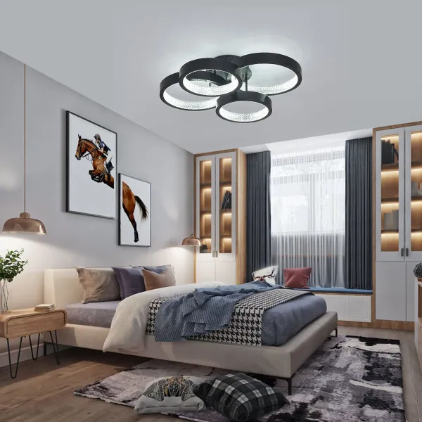 23 Inch Modern LED Ceiling Light Flush Mounting with Remote Control