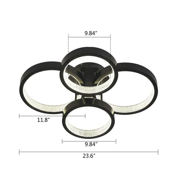 23 Inch Modern LED Ceiling Light Flush Mounting with Remote Control