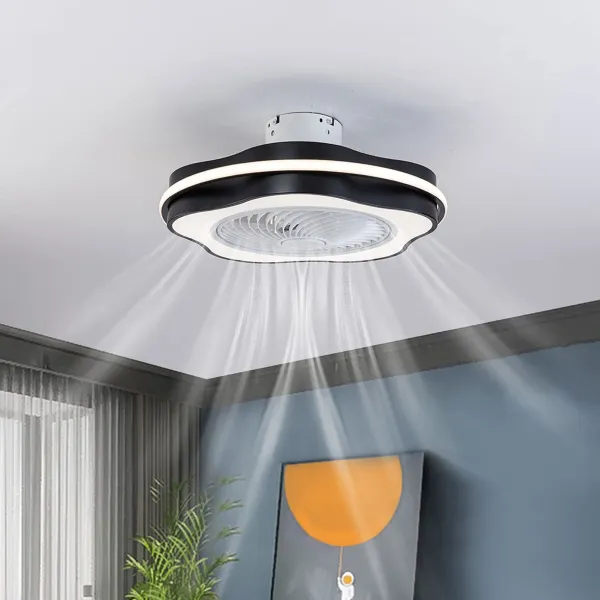 Oukaning 23 Inch Bladeless Flower Ceiling Fan with Light