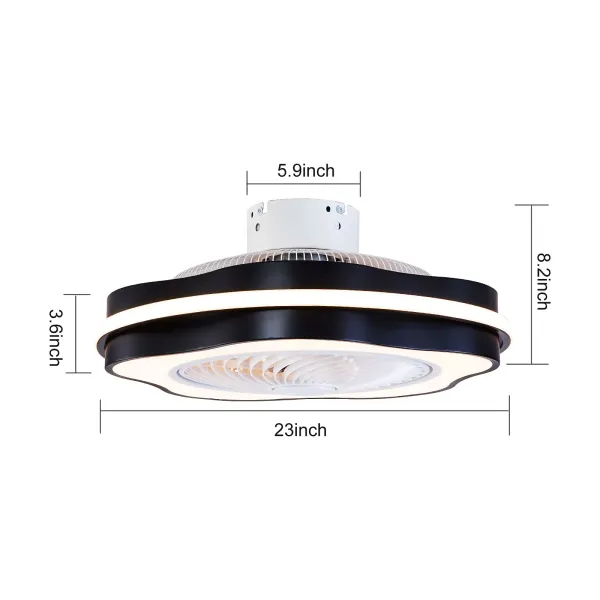 Oukaning 23 Inch Bladeless Flower Ceiling Fan with Light