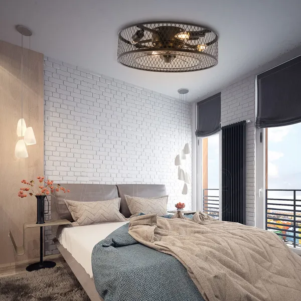FBA下架 18'' Caged Low Profile Ceiling Fan with Light, 3 Speeds Adjustable, Enclosed Ceiling Fan Lights with Remote(4*E27 bulbs, not included) FBA下架 18'' Caged Low Profile Ceiling Fan with Light, 3 Speeds Adjustable, Enclosed Ceiling Fan Lights with Remote(4*E27 bulbs, not included)