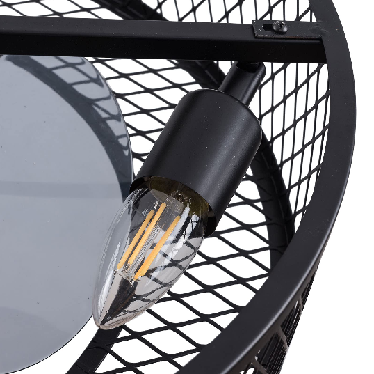 Caged Low Profile Ceiling Fan with Light, 3 Speeds Adjustable,Enclosed Ceiling Fan Lights with Remote(4*E27 bulbs, not included)