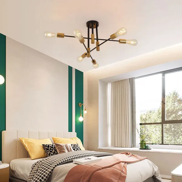 Mid Century Modern Ceiling Light Fixture -  E26X4 LED Restaurant Gold Pendant Chandelier