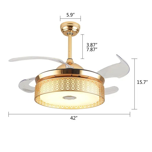 42-Inch Upgraded Modern Smart Bluetooth Speaker ceiling fan , Dimmable Function ,Silent Motor