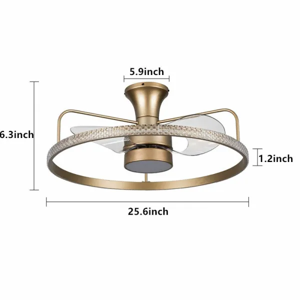 26'' Modern Invisible Ceiling Fan with Lights for Living Room Bedroom Kitchen Dining Room Indoor Decoration