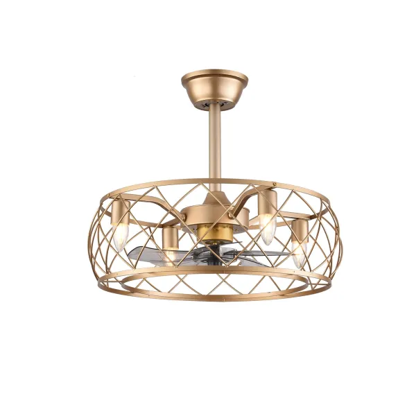 Ceiling Fan with Lights, 20 Inch Semi Flush Mount, Remote Control - 3 Dimmable Lights and 3 Gear Wind Speeds, 4 E27 Bulbs Needed Not Included