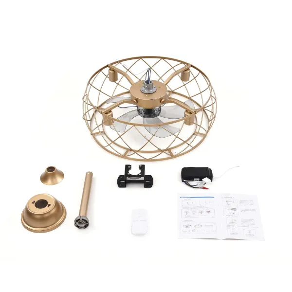 Ceiling Fan with Lights, 20 Inch Semi Flush Mount, Remote Control - 3 Dimmable Lights and 3 Gear Wind Speeds, 4 E27 Bulbs Needed Not Included