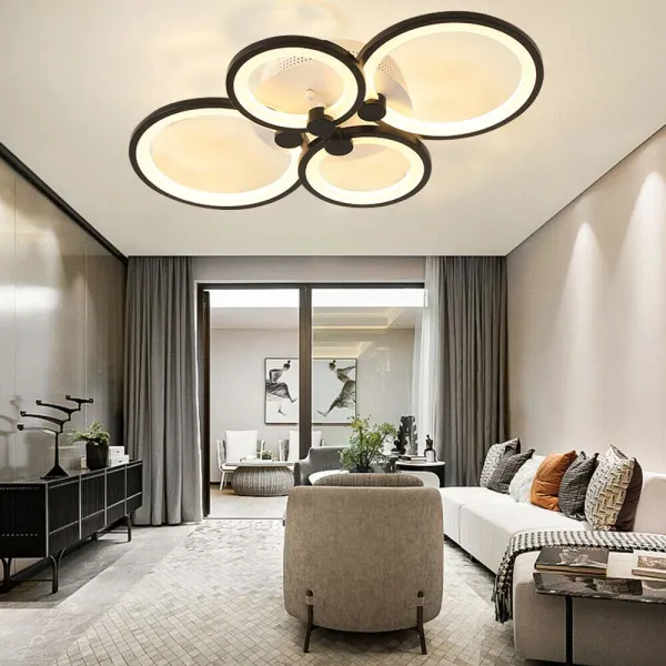 LED Ceiling Light with Remote Control 4 Rings Stepless Dimming