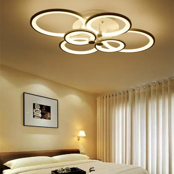 Oukaning 6-Head 100W Chandelier Remote Control Modern Acrylic 3-Color Oukaning 6-Head 100W Chandelier Remote Control Modern Acrylic 3-Color