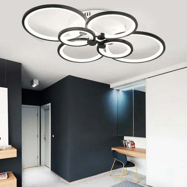 Oukaning 6-Head 100W Chandelier Remote Control Modern Acrylic 3-Color Oukaning 6-Head 100W Chandelier Remote Control Modern Acrylic 3-Color