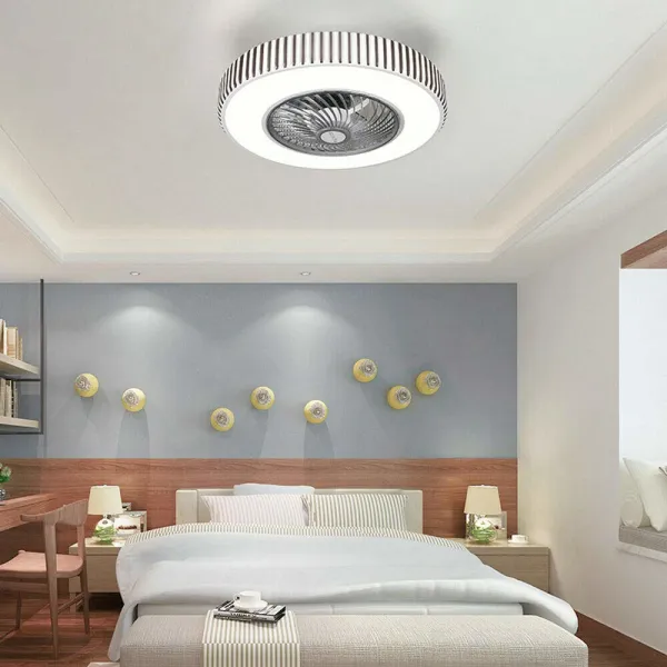 110V LED Modern Ceiling Fan With Light Dimmable Bluetooth Ceiling Fan Lamp with Remote Controller