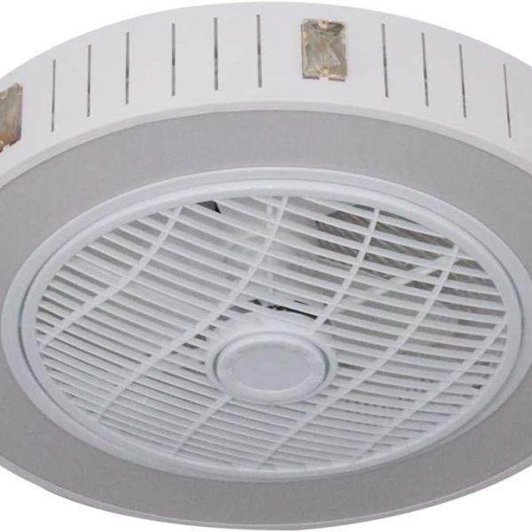 22in Oukanning Ceiling Fan with Lights with Remote Control(White, 110V) (Amber pearl)
