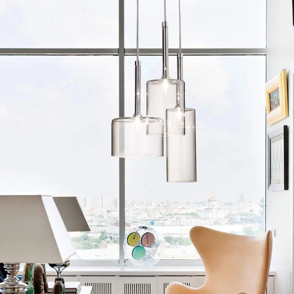 Modern Bottle Glass Shade Ceiling Lamp, Farmhouse Chandelier with 3 Clear Glass Bottle Shade for Dining and Living Room, Bedroom, Foyer and Entryway