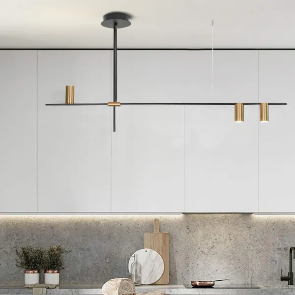 Modern Chandelier Linear Pendant Light Metal Ceiling Light Fixture Hanging Lamp for Dining Living Rooms GU10 Base