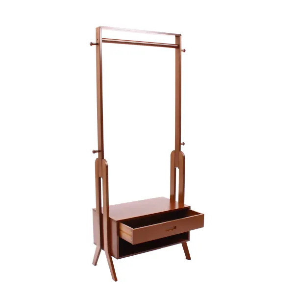 Wood Garment Rack,Heavy Duty Clothes Organizer Freestanding Clothing Rack Stand w/ Storage Drawer