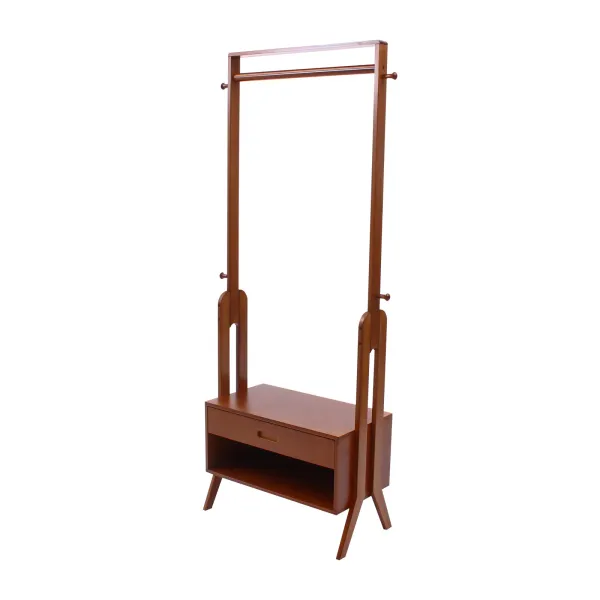 Wood Garment Rack,Heavy Duty Clothes Organizer Freestanding Clothing Rack Stand w/ Storage Drawer