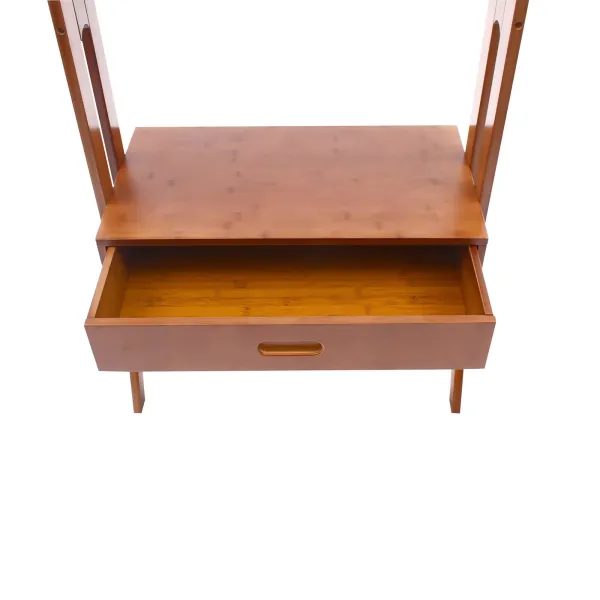 Wood Garment Rack,Heavy Duty Clothes Organizer Freestanding Clothing Rack Stand w/ Storage Drawer