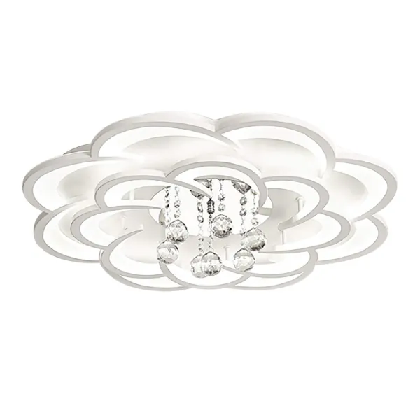 Oukaning Modern Chandelier Fixture Acrylic Crystal Flush Mount Ceiling Lighting