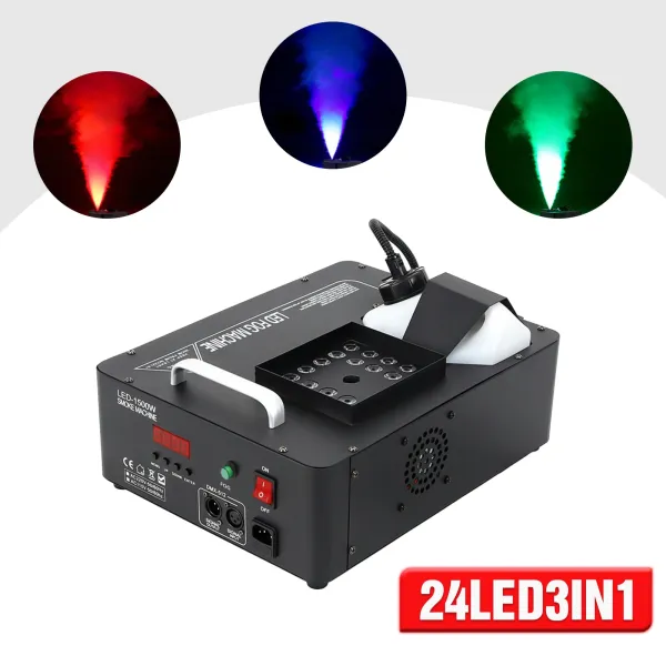 24 LED 3 in 1 RGB Stage Fog Machine 1500W Vertical Spray Fog Smoke Machine