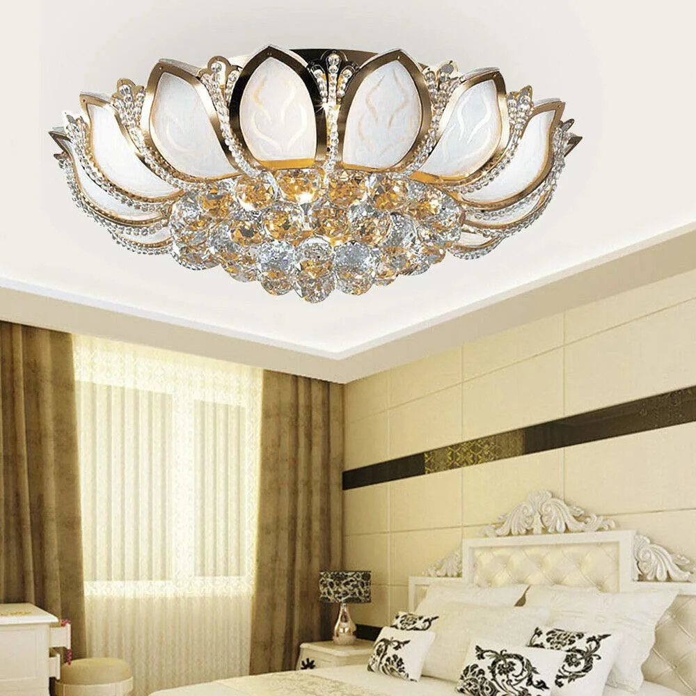 23.5 Inch Modern Dimmable Crystal Ceiling Lamp Chandelier Oukaning, image size:1000x1000