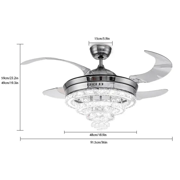 Crystal Ceiling Fan with Light-Modern Ceiling Fan Remote
