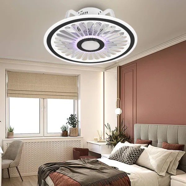 Oukaning 19.7”Low Profile Ceiling Fan with Lights and Remote Control-3 Colors-3 Speed