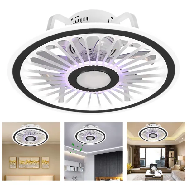 Oukaning 19.7”Low Profile Ceiling Fan with Lights and Remote Control-3 Colors-3 Speed