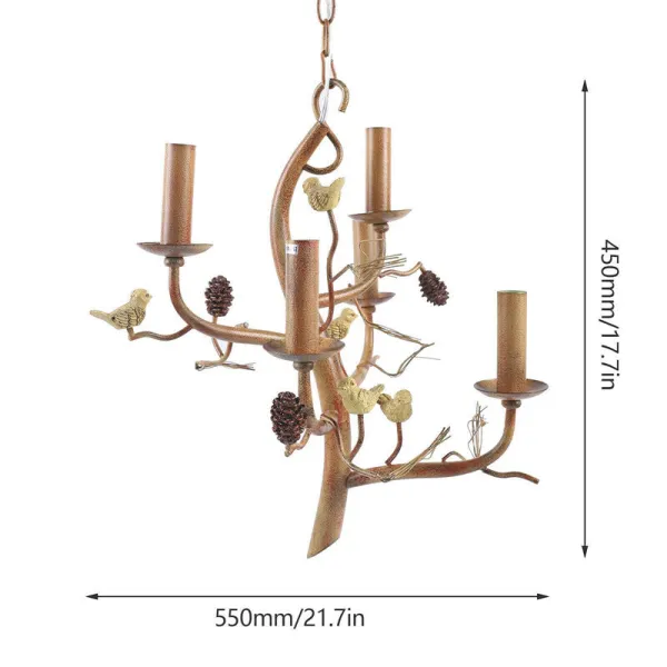 Retro Ceiling Pendant Lamp ,Bird Candle LED Pendant Ceiling Light Lamp 5 Light Antler Chandelier